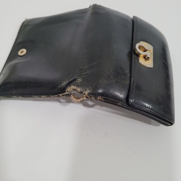 Salvatore Ferragamo Damaged Gancini Wallet Medium Bifold Black Nero - Picture 6 of 10
